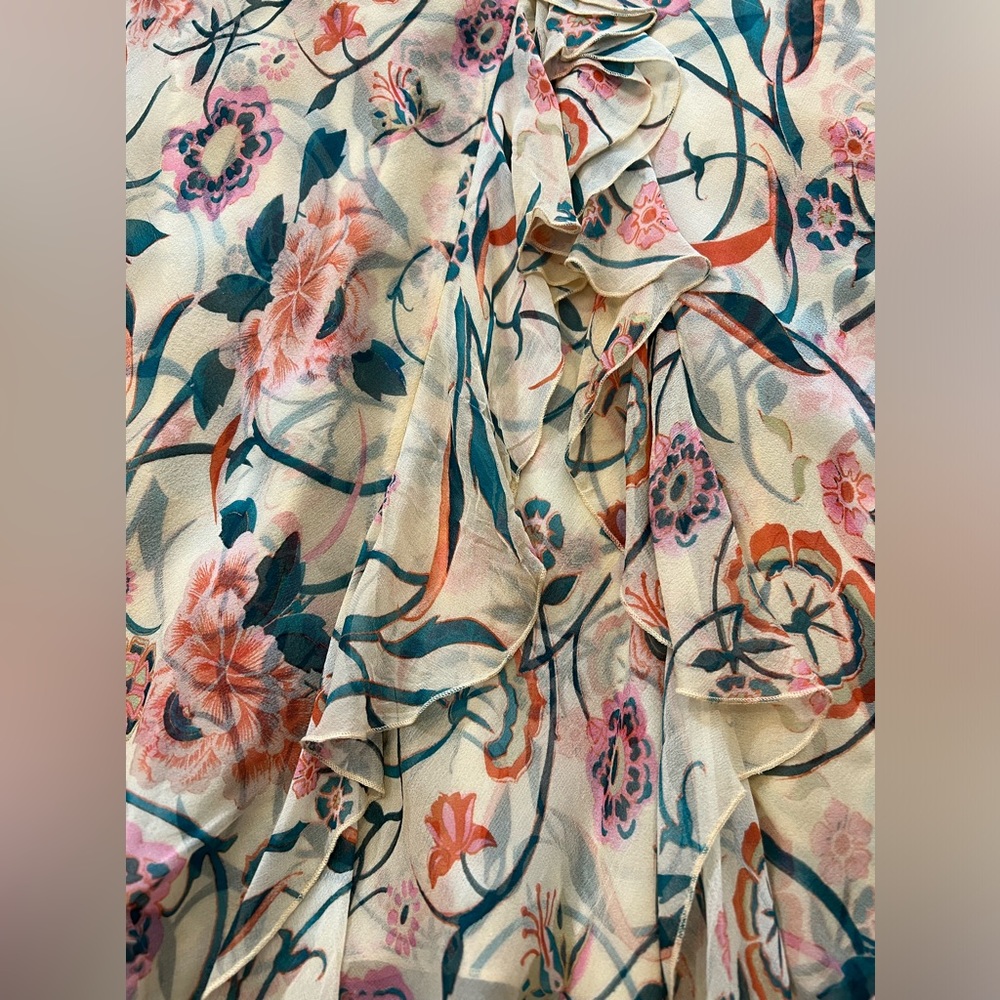 Diane Von Furstenberg Montespan Silk Strapless Dress Ruffle Cream Flora 6 XE - Picture 4 of 6